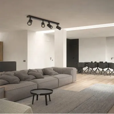 Φωτιστικό σποτ οροφής kelvo® SPOTA για 4 λάμπες MR16 με ντουί GU10 AC 220-240V IP20 μαύρο ματ 64x6x14cm