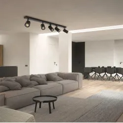 Φωτιστικό σποτ οροφής kelvo® SPOTA κινούμενο για 5 λάμπες MR16 με ντουί GU10 AC 220-240V IP20 μαύρο ματ 79.5x6.3x14cm