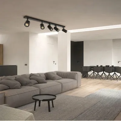 Φωτιστικό σποτ οροφής kelvo® SPOTA κινούμενο για 5 λάμπες MR16 με ντουί GU10 AC 220-240V IP20 μαύρο ματ 79.5x6.3x14cm