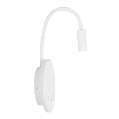 Φωτιστικό τοίχου και ανάγνωσης kelvo® GOOSE LED 6W 600lm θερμό λευκό 2700K με φορτιστή USB 3A επιτοίχιο 36° & 360° λευκό ματ 15.5x15x30.5cm