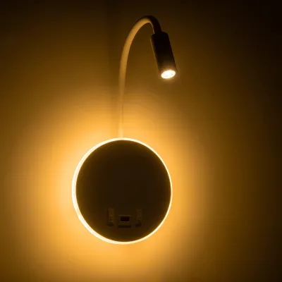 Φωτιστικό τοίχου και ανάγνωσης kelvo® GOOSE LED 6W 600lm θερμό λευκό 2700K με φορτιστή USB 3A επιτοίχιο 36° & 360° λευκό ματ 15.5x15x30.5cm
