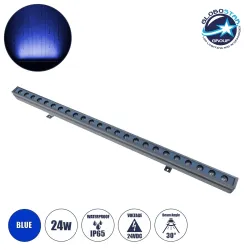 LED γραμμικό ντιμαριζόμενο φωτιστικό αρχιτεκτονικού φωτισμού Μπλε 100cm 24W BRIDGELUX SMD 2040lm 24V DC IP65 δέσμη 30°