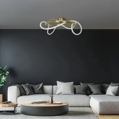 Φωτιστικό οροφής kelvo® GLOW LED 34W 3400lm 360° AC 220-240V IP20 ρυθμιζόμενο λευκό CCT με χειριστήριο από 2700K έως 6000K ντιμμάριζομενο χρυσό πλατίνα 60x60x30cm