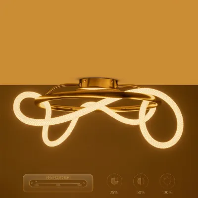 Φωτιστικό οροφής kelvo® GLOW LED 34W 3400lm 360° AC 220-240V IP20 ρυθμιζόμενο λευκό CCT με χειριστήριο από 2700K έως 6000K ντιμμάριζομενο χρυσό πλατίνα 60x60x30cm