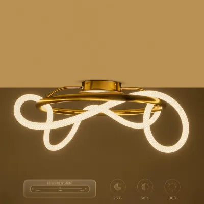 Φωτιστικό οροφής kelvo® GLOW LED 34W 3400lm 360° AC 220-240V IP20 ρυθμιζόμενο λευκό CCT με χειριστήριο από 2700K έως 6000K ντιμμάριζομενο χρυσό πλατίνα 60x60x30cm