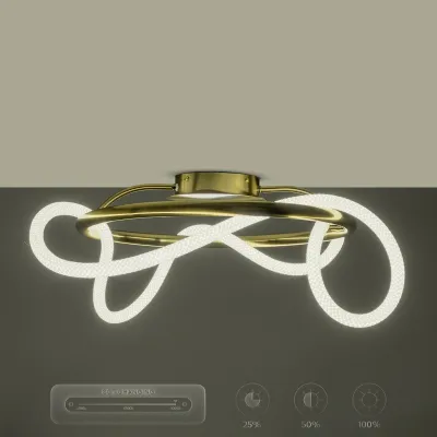 Φωτιστικό οροφής kelvo® GLOW LED 34W 3400lm 360° AC 220-240V IP20 ρυθμιζόμενο λευκό CCT με χειριστήριο από 2700K έως 6000K ντιμμάριζομενο χρυσό πλατίνα 60x60x30cm