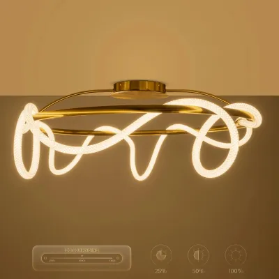Φωτιστικό οροφής kelvo® GLOW LED 65W 6500lm 360° AC 220-240V IP20 ρυθμιζόμενο λευκό CCT με χειριστήριο 2700K-6000K dimmable χρυσό πλατίνα 100x100x30cm