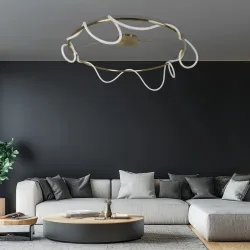 Φωτιστικό οροφής kelvo® GLOW LED 89W 8900lm 360° AC 220-240V IP20 ρυθμιζόμενο λευκό CCT με χειριστήριο από 2700K έως 6000K dimmable χρυσό πλατίνα 150x150x30cm