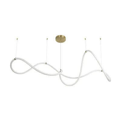 Κρεμαστό φωτιστικό οροφής LED kelvo® GLOW 65W 6500lm 360° AC 220-240V IP20 ρυθμιζόμενο λευκό CCT με χειριστήριο από 2700K έως 6000K ντιμμαριζόμενο σατινέ χρυσό βούρτσας 150x70x90cm
