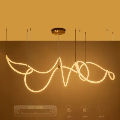 Κρεμαστό φωτιστικό οροφής LED kelvo® GLOW 105W 10500lm 360° AC 220-240V IP20 ρυθμιζόμενο λευκό CCT με χειριστήριο από 2700K έως 6000K ντιμμαριζόμενο χρυσό πλατίνα 180x180x110cm KLV-101-0158