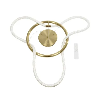 Κρεμαστό φωτιστικό οροφής LED kelvo® GLOW 36W 3600lm 360° AC 220-240V IP20 ρυθμιζόμενο λευκό CCT με χειριστήριο από 2700K έως 6000K ντιμμαριζόμενο χρυσό πλατίνα 70x70x40cm