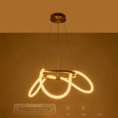 Κρεμαστό φωτιστικό οροφής LED kelvo® GLOW 36W 3600lm 360° AC 220-240V IP20 ρυθμιζόμενο λευκό CCT με χειριστήριο από 2700K έως 6000K ντιμμαριζόμενο χρυσό πλατίνα 70x70x40cm