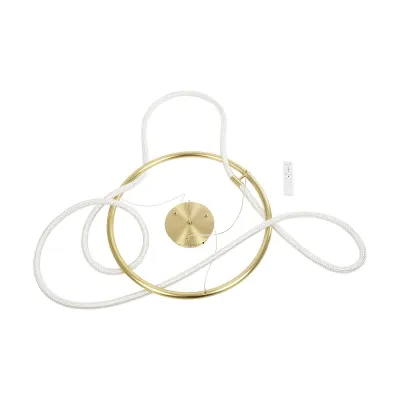 Κρεμαστό φωτιστικό οροφής LED kelvo® GLOW 58W 5800lm 360° AC 220-240V IP20 ρυθμιζόμενο λευκό CCT με χειριστήριο από 2700K έως 6000K ντιμαριζόμενο χρυσό πλατίνα 80x80x40cm KLV-101-0163