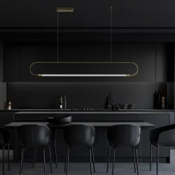 Κρεμαστό φωτιστικό οροφής LED kelvo® GLOW 15W 1500lm 360° AC 220-240V IP20 ρυθμιζόμενο λευκό CCT με χειριστήριο από 2700K έως 6000K ντιμαριζόμενο χρυσό πλατίνα 120x3x17cm