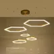 Κρεμαστό φωτιστικό οροφής LED kelvo® LEXAGON 120W 12000lm 200° AC 220-240V IP20 ρυθμιζόμενο λευκό CCT με χειριστήριο από 2700K έως 6000K ντιμμαριζόμενο χρυσό πλατίνα 110x90x110cm