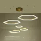 Κρεμαστό φωτιστικό οροφής LED kelvo® LEXAGON 120W 12000lm 200° AC 220-240V IP20 ρυθμιζόμενο λευκό CCT με χειριστήριο από 2700K έως 6000K ντιμμαριζόμενο χρυσό πλατίνα 110x90x110cm
