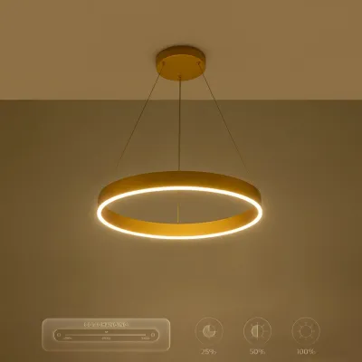 Κρεμαστό φωτιστικό οροφής LED kelvo® VENOM 45W 4500lm 120° AC 220-240V IP20 ρυθμιζόμενο λευκό CCT με χειριστήριο από 2700K έως 6000K ντιμαριζόμενο χρυσό πλατίνα 60x60x6.5cm