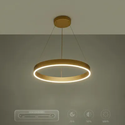 Κρεμαστό φωτιστικό οροφής LED kelvo® VENOM 45W 4500lm 120° AC 220-240V IP20 ρυθμιζόμενο λευκό CCT με χειριστήριο από 2700K έως 6000K ντιμαριζόμενο χρυσό πλατίνα 60x60x6.5cm
