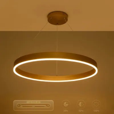 Κρεμαστό φωτιστικό οροφής LED kelvo® VENOM 67W 6700lm 120° AC 220-240V IP20 ρυθμιζόμενο λευκό CCT με χειριστήριο από 2700K έως 6000K ντιμμαριζόμενο χρυσό πλατίνα 80x80x6.5cm KLV-101-0192