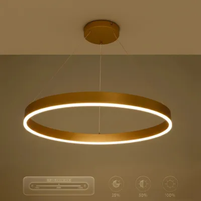 Κρεμαστό φωτιστικό οροφής LED kelvo® VENOM 67W 6700lm 120° AC 220-240V IP20 ρυθμιζόμενο λευκό CCT με χειριστήριο από 2700K έως 6000K ντιμμαριζόμενο χρυσό πλατίνα 80x80x6.5cm KLV-101-0192