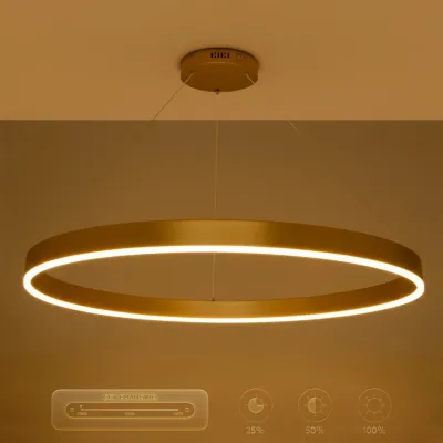 Κρεμαστό φωτιστικό οροφής LED kelvo® VENOM 75W 7500lm 120° AC 220-240V IP20 ρυθμιζόμενο λευκό CCT με χειριστήριο από 2700K έως 6000K ντιμμάριζόμενο χρυσό πλατίνα 100x100x6.5cm