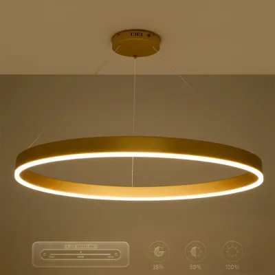 Κρεμαστό φωτιστικό οροφής LED kelvo® VENOM 75W 7500lm 120° AC 220-240V IP20 ρυθμιζόμενο λευκό CCT με χειριστήριο από 2700K έως 6000K ντιμμάριζόμενο χρυσό πλατίνα 100x100x6.5cm