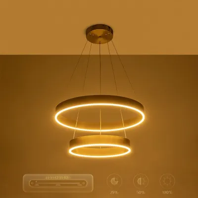Κρεμαστό φωτιστικό οροφής LED kelvo® VENOM 75W 7500lm 120° AC 220-240V IP20 ρυθμιζόμενο λευκό CCT με χειριστήριο από 2700K έως 6000K ντιμμαριζόμενο LUMILEDs SMD χρυσό πλατίνα 60x60x40cm KLV-101-0198