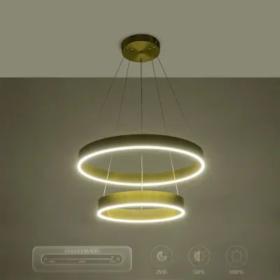 Κρεμαστό φωτιστικό οροφής LED kelvo® VENOM 75W 7500lm 120° AC 220-240V IP20 ρυθμιζόμενο λευκό CCT με χειριστήριο από 2700K έως 6000K ντιμμαριζόμενο LUMILEDs SMD χρυσό πλατίνα 60x60x40cm KLV-101-0198