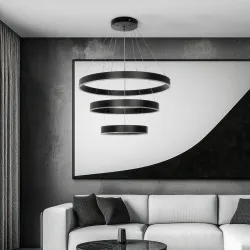 Κρεμαστό φωτιστικό οροφής LED kelvo® VENOM 120W 12000lm 120° AC 220-240V IP20 ρυθμιζόμενο λευκό CCT με χειριστήριο από 2700K έως 6000K ντιμμαριζόμενο μαύρο ματ 80x80x80cm