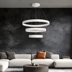 Κρεμαστό φωτιστικό οροφής LED kelvo® VENOM 120W 12000lm 120° AC 220-240V IP20 ρυθμιζόμενο λευκό CCT με χειριστήριο από 2700K έως 6000K ντιμαριζόμενο λευκό ματ 80x80x80cm KLV-101-0200