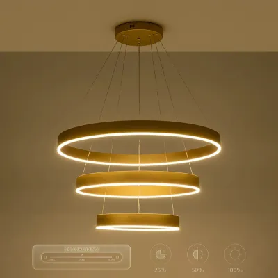 Κρεμαστό φωτιστικό οροφής LED kelvo® VENOM 120W 12000lm 120° AC 220-240V IP20 ρυθμιζόμενο λευκό CCT με χειριστήριο από 2700K έως 6000K ντιμμαριζόμενο χρυσό πλατίνα 80x80x80cm KLV-101-0201
