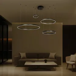Κρεμαστό φωτιστικό οροφής LED kelvo® VENOM 150W 15000lm 120° AC 220-240V IP20 ρυθμιζόμενο λευκό CCT με χειριστήριο από 2700K έως 6000K ντιμμαριζόμενο μαύρο ματ 150x90x60cm KLV-101-0202