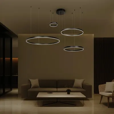 Κρεμαστό φωτιστικό οροφής LED kelvo® VENOM 150W 15000lm 120° AC 220-240V IP20 ρυθμιζόμενο λευκό CCT με χειριστήριο από 2700K έως 6000K ντιμμαριζόμενο μαύρο ματ 150x90x60cm KLV-101-0202