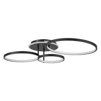 Φωτιστικό οροφής kelvo® NEMESIS LED 98W 9800lm 360° AC 220-240V IP20 ρυθμιζόμενο Λευκό CCT με χειριστήριο από 2700K έως 6000K dimmable μαύρο ματ 89x60x19cm