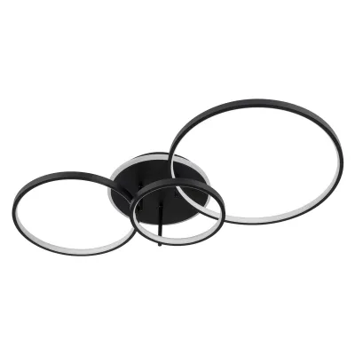Φωτιστικό οροφής kelvo® NEMESIS LED 98W 9800lm 360° AC 220-240V IP20 ρυθμιζόμενο Λευκό CCT με χειριστήριο από 2700K έως 6000K dimmable μαύρο ματ 89x60x19cm