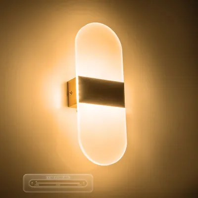 GLOBOSTAR® RARE 61338 Μοντέρνο Φωτιστικό Τοίχου - Απλίκα LED 5W 600lm 180° AC 220-240V IP20 Ρυθμιζόμενο Λευκό CCT με On/Off 2700K/4500K/6000K - Lumileds SMD Chip - Χρυσό Βούρτσας - Μ10 x Π5 x Υ27.5cm - 3 Χρόνια Εγγύηση