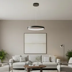 Κρεμαστό φωτιστικό οροφής LED kelvo® NEMESIS 45W 4500lm 180° AC 220-240V IP20 ρυθμιζόμενο λευκό φως CCT με χειριστήριο από 2700K έως 6000K ντιμμαριζόμενο μαύρο ματ 60x60x4cm
