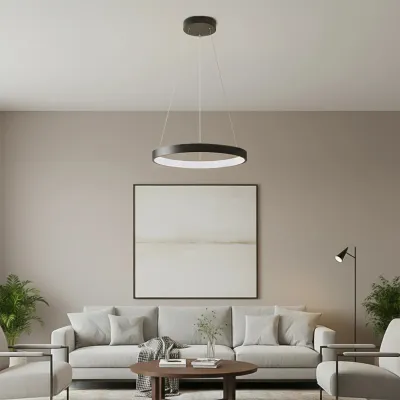 Κρεμαστό φωτιστικό οροφής LED kelvo® NEMESIS 45W 4500lm 180° AC 220-240V IP20 ρυθμιζόμενο λευκό φως CCT με χειριστήριο από 2700K έως 6000K ντιμμαριζόμενο μαύρο ματ 60x60x4cm