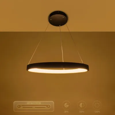 Κρεμαστό φωτιστικό οροφής LED kelvo® NEMESIS 45W 4500lm 180° AC 220-240V IP20 ρυθμιζόμενο λευκό φως CCT με χειριστήριο από 2700K έως 6000K ντιμμαριζόμενο μαύρο ματ 60x60x4cm