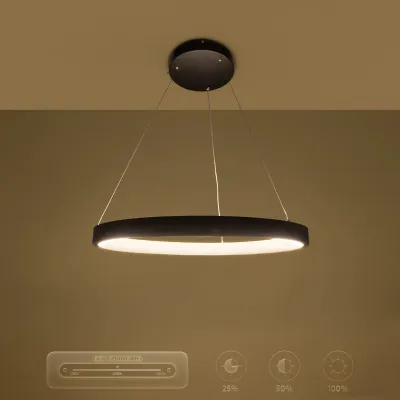 Κρεμαστό φωτιστικό οροφής LED kelvo® NEMESIS 45W 4500lm 180° AC 220-240V IP20 ρυθμιζόμενο λευκό φως CCT με χειριστήριο από 2700K έως 6000K ντιμμαριζόμενο μαύρο ματ 60x60x4cm