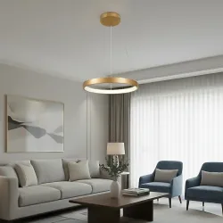 Κρεμαστό φωτιστικό οροφής LED kelvo® NEMESIS 45W 4500lm 180° AC 220-240V IP20 ρυθμιζόμενο λευκό CCT με χειριστήριο από 2700K έως 6000K ντιμαριζόμενο χρυσό πλατίνα 60x60x4cm KLV-101-0210