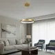 Κρεμαστό φωτιστικό οροφής LED kelvo® NEMESIS 45W 4500lm 180° AC 220-240V IP20 ρυθμιζόμενο λευκό CCT με χειριστήριο από 2700K έως 6000K ντιμαριζόμενο χρυσό πλατίνα 60x60x4cm KLV-101-0210