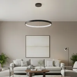 Κρεμαστό φωτιστικό οροφής LED kelvo® NEMESIS 67W 6700lm 180° AC 220-240V IP20 ρυθμιζόμενο λευκό CCT με χειριστήριο από 2700K έως 6000K ντιμμαριζόμενο μαύρο ματ 80x80x4cm