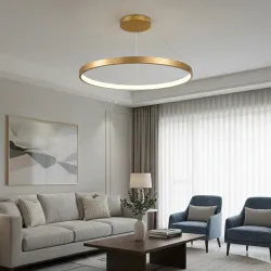 Κρεμαστό φωτιστικό οροφής LED kelvo® NEMESIS 75W 7500lm 180° AC 220-240V IP20 ρυθμιζόμενο λευκό CCT με χειριστήριο από 2700K έως 6000K ντιμμαριζόμενο χρυσό πλατίνα 100x100x4cm