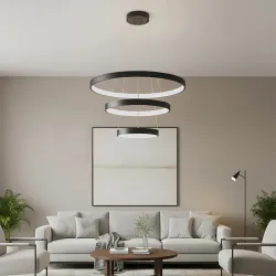 Κρεμαστό φωτιστικό οροφής LED kelvo® NEMESIS 100W 10000lm 180° AC 220-240V IP20 ρυθμιζόμενο λευκό CCT με χειριστήριο από 2700K έως 6000K ντιμμαριζόμενο μαύρο ματ 60x60x60cm KLV-101-0217
