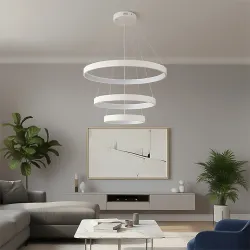 Κρεμαστό φωτιστικό οροφής LED kelvo® NEMESIS 100W 10000lm 180° AC 220-240V IP20 ρυθμιζόμενο λευκό CCT με χειριστήριο από 2700K έως 6000K ντιμμαριζόμενο λευκό ματ 60x60x60cm KLV-101-0218