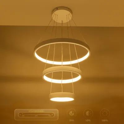 Κρεμαστό φωτιστικό οροφής LED kelvo® NEMESIS 100W 10000lm 180° AC 220-240V IP20 ρυθμιζόμενο λευκό CCT με χειριστήριο από 2700K έως 6000K ντιμμαριζόμενο λευκό ματ 60x60x60cm KLV-101-0218