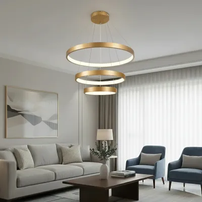Κρεμαστό φωτιστικό οροφής LED kelvo® NEMESIS 100W 10000lm 180° AC 220-240V IP20 ρυθμιζόμενο λευκό CCT με χειριστήριο από 2700K έως 6000K ντιμμαριζόμενο χρυσό πλατίνα 60x60x60cm