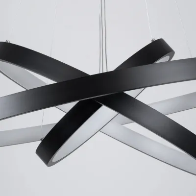Κρεμαστό φωτιστικό οροφής LED kelvo® NEMESIS 120W 12000lm 180° AC 220-240V IP20 ρυθμιζόμενο λευκό CCT με χειριστήριο από 2700K έως 6000K ντιμμαριζόμενο μαύρο ματ 80x80x80cm KLV-101-0220