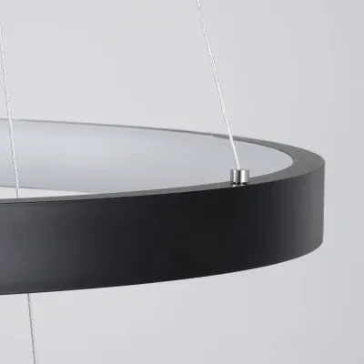Κρεμαστό φωτιστικό οροφής LED kelvo® NEMESIS 120W 12000lm 180° AC 220-240V IP20 ρυθμιζόμενο λευκό CCT με χειριστήριο από 2700K έως 6000K ντιμμαριζόμενο μαύρο ματ 80x80x80cm KLV-101-0220